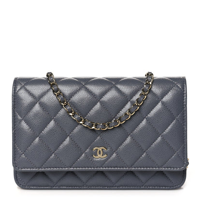 Chanel Caviar Quilted Wallet On Chain WOC Grey 1 of 12