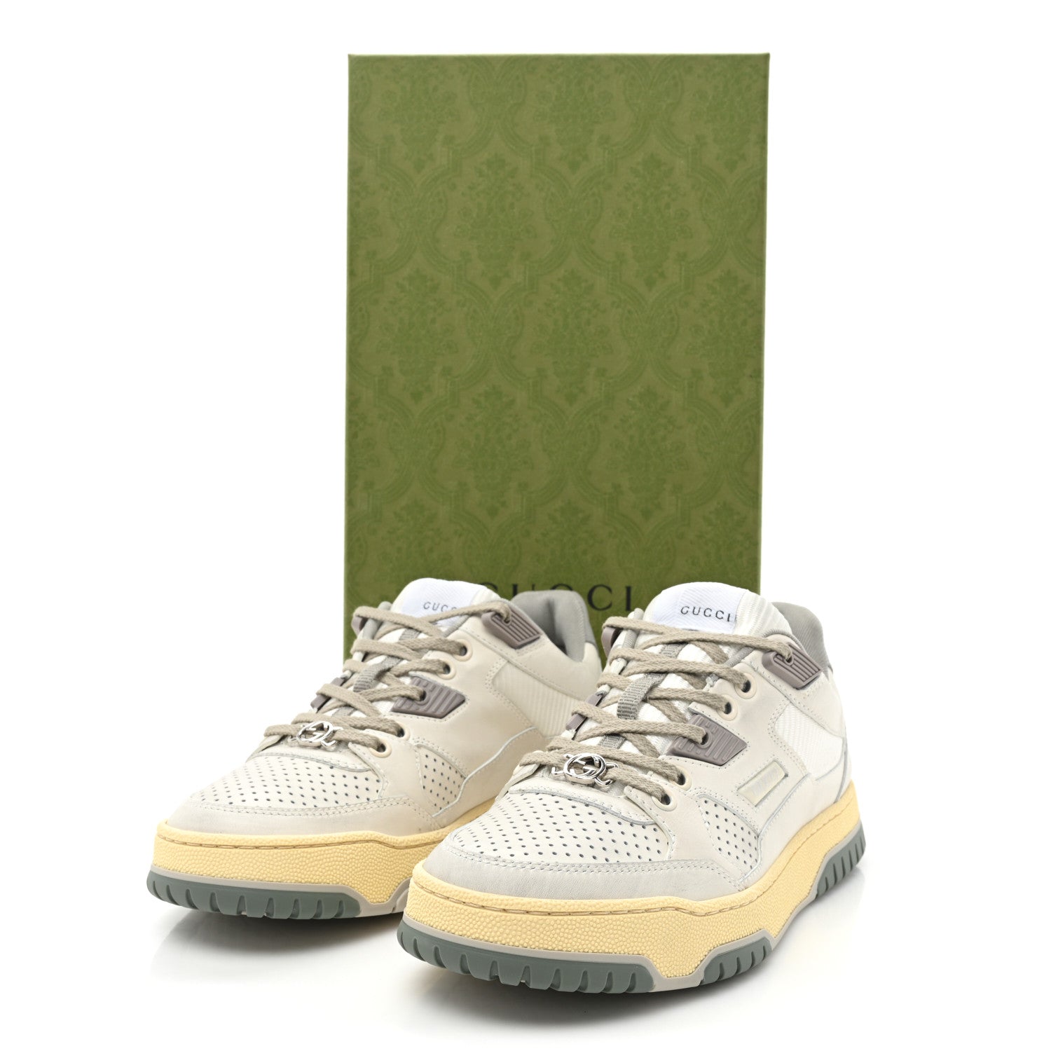 Gucci Calfskin Distressed Effect Womens Sneakers 37 Off White 9 of 9