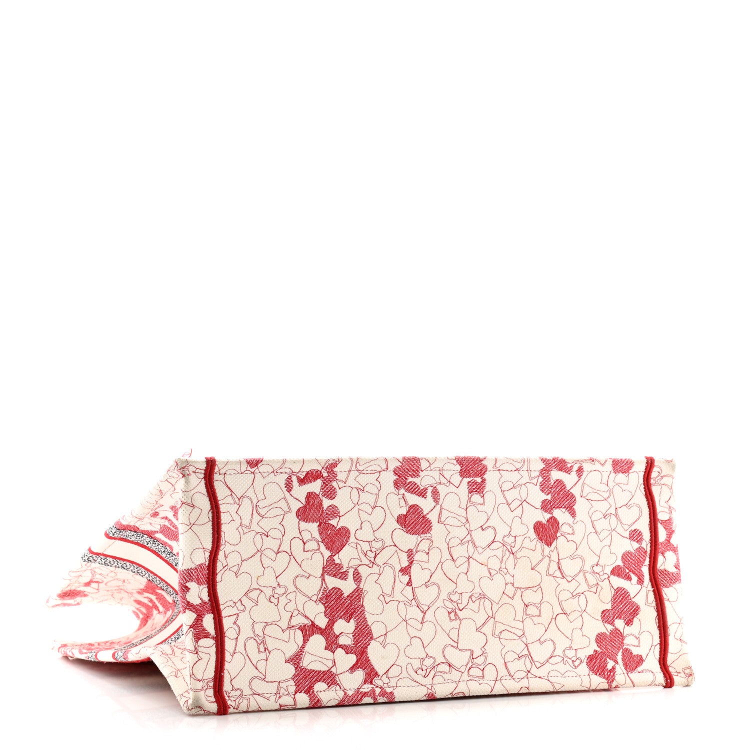 Christian Dior Canvas Embroidered Large Dioramour D-Royaume Book Tote Red Multicolor 4 of 13