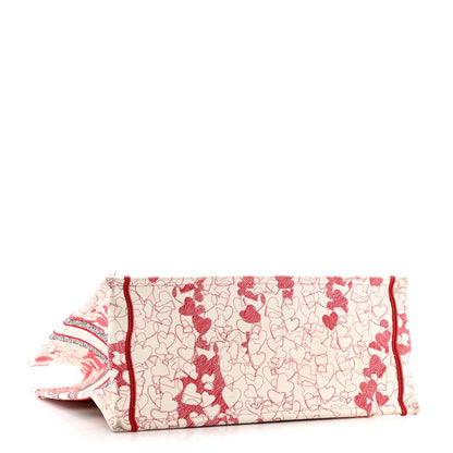 Christian Dior Canvas Embroidered Large Dioramour D-Royaume Book Tote Red Multicolor 4 of 13