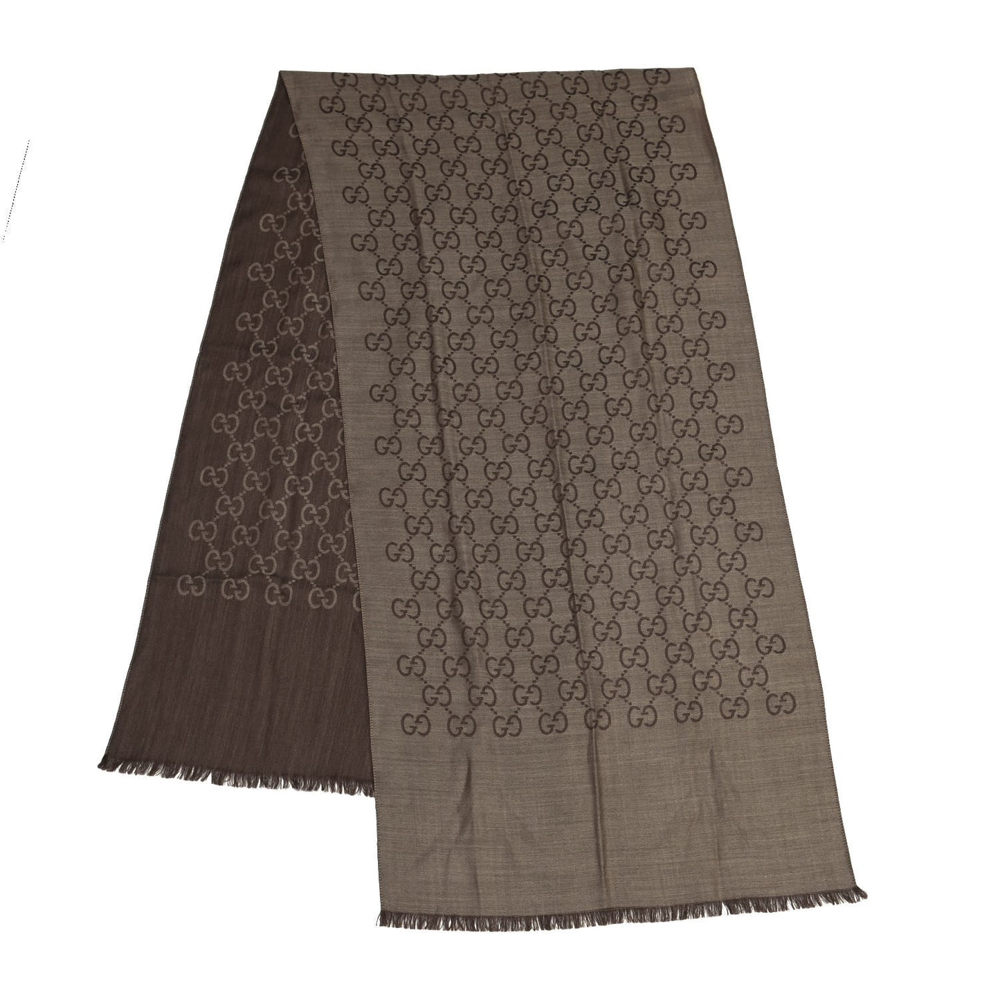 Wool Silk GG Monogram GGNat Scarf Rope Dark Brown