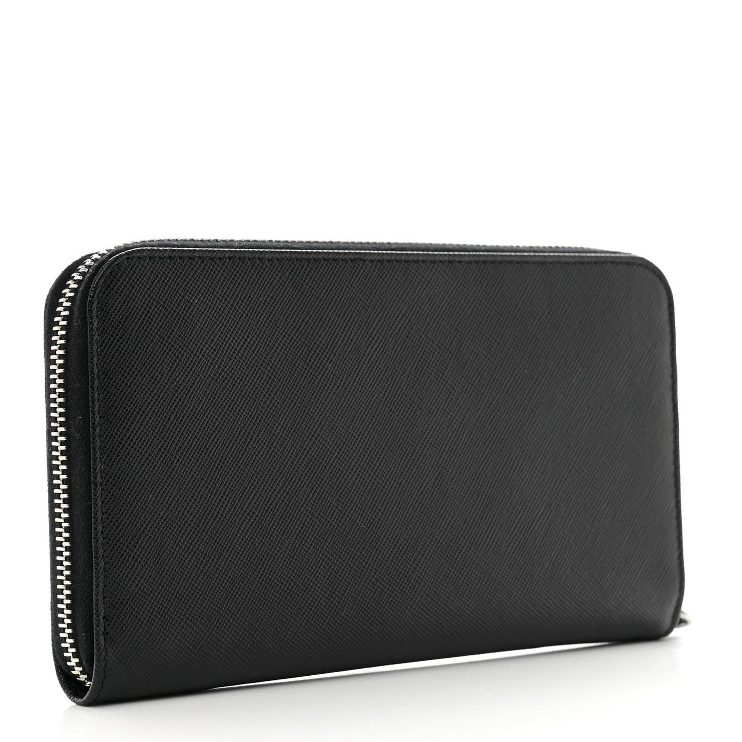 Saffiano Triangle Zip Around Wallet Black