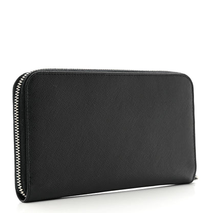 Prada Saffiano Triangle Zip Around Wallet Black 3 of 7