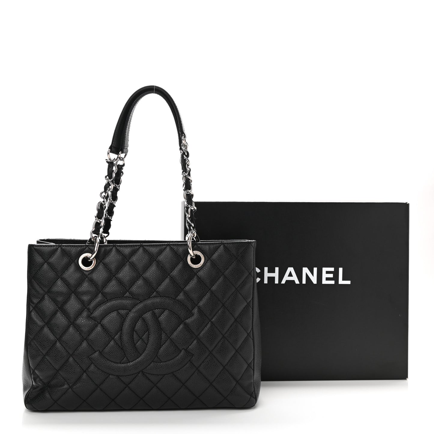 Caviar Quilted Grand Shopping Tote GST Black