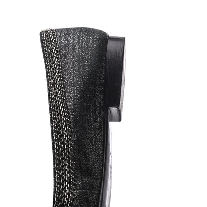 Chanel Tweed Patent Cap Toe Ballerina Flats 37 Black 17 of 23