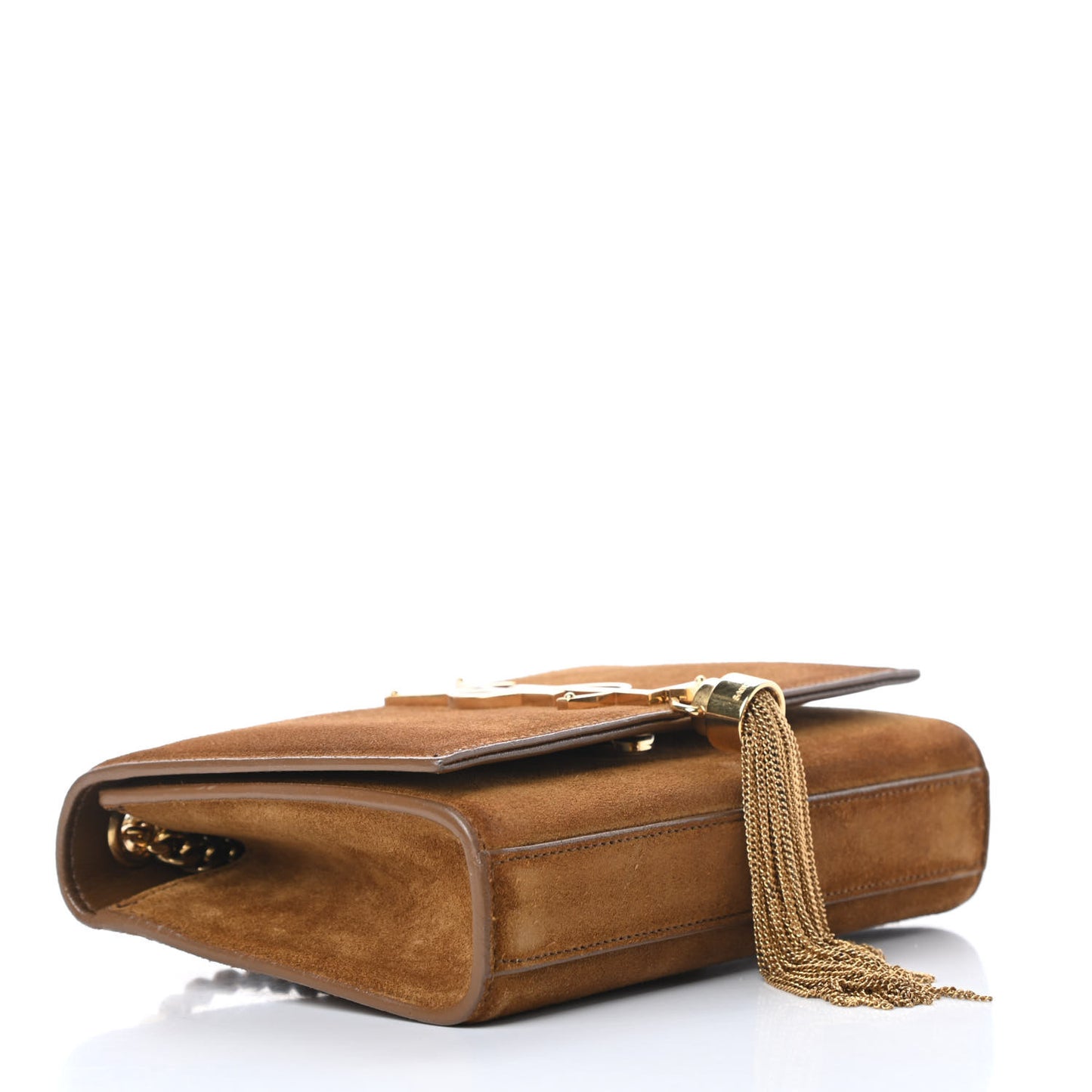 Suede Small Classic Monogram Kate Tassel Satchel Light Ochre