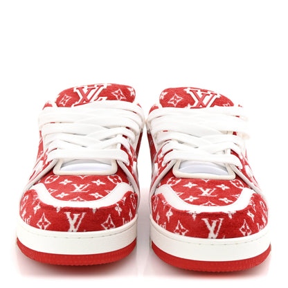 Louis Vuitton Jacquard Velvet Monogram Mens LV Trainer Sneakers 8 Red 6 of 20