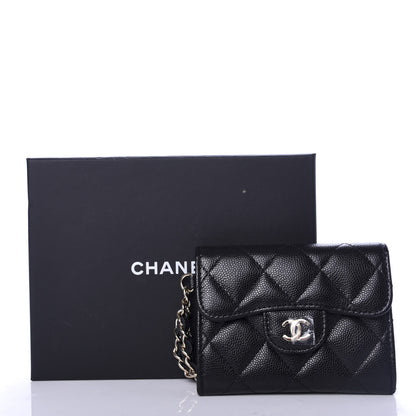 Chanel Caviar Quilted Flap Card Holder Chain Wristlet Black 9 of 9