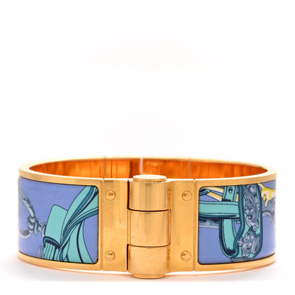 Hermes Enamel Printed Charniere Wide Hinged Bracelet S 2 of 11