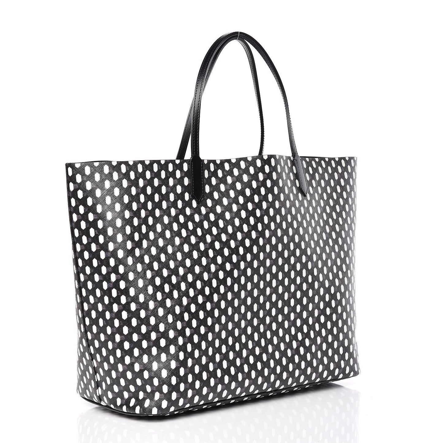Coated Canvas Large Antigona Tote Black White