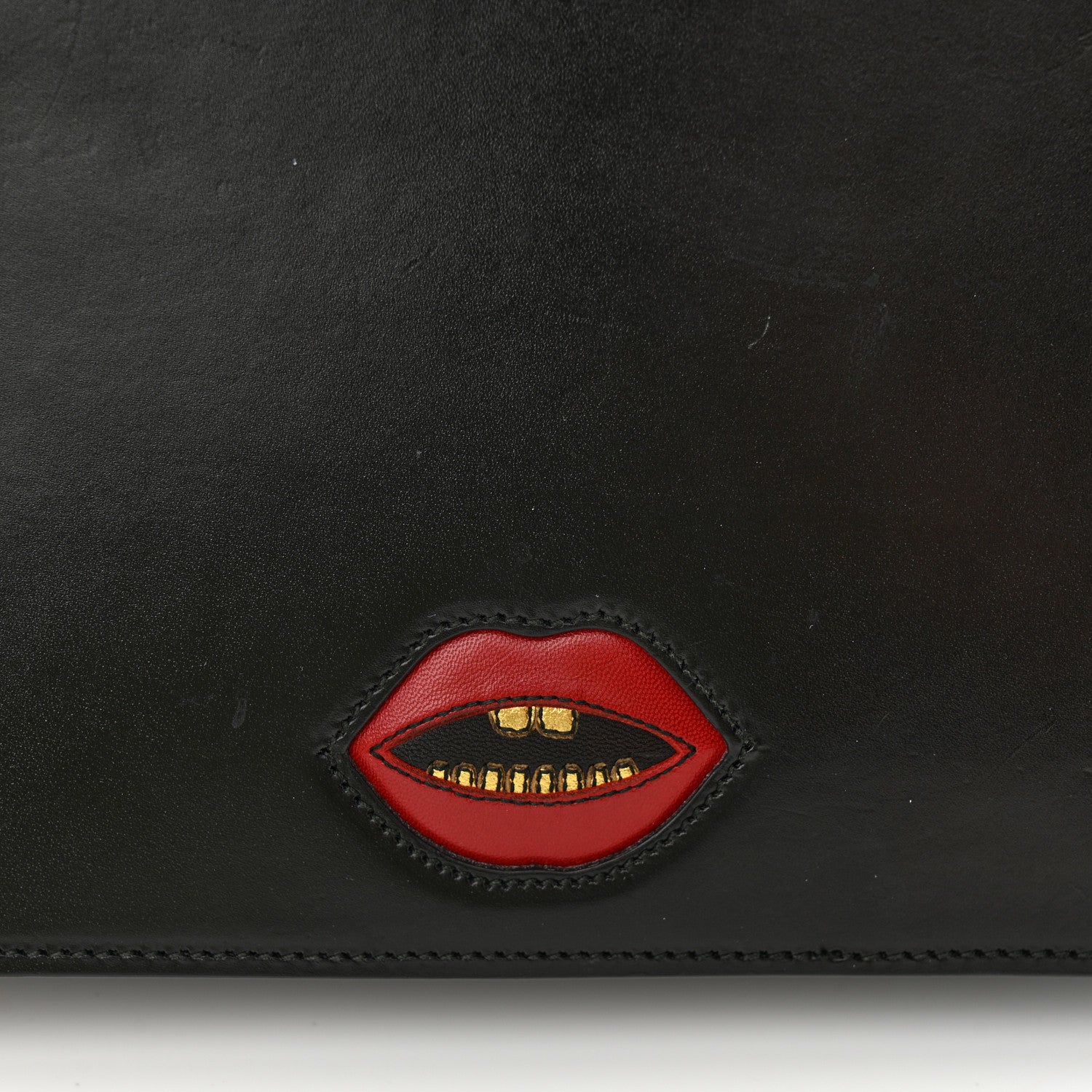 Gucci Knight Calfskin Malaga Kid Heart Medium GG Marmont Chain Handle Bag Black Hibiscus Red Multicolor 13 of 15