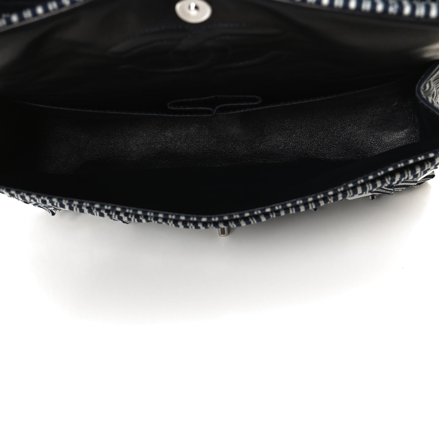 Chanel Canvas Sequin Stripe Medium Double Flap Navy Blue 5 of 12