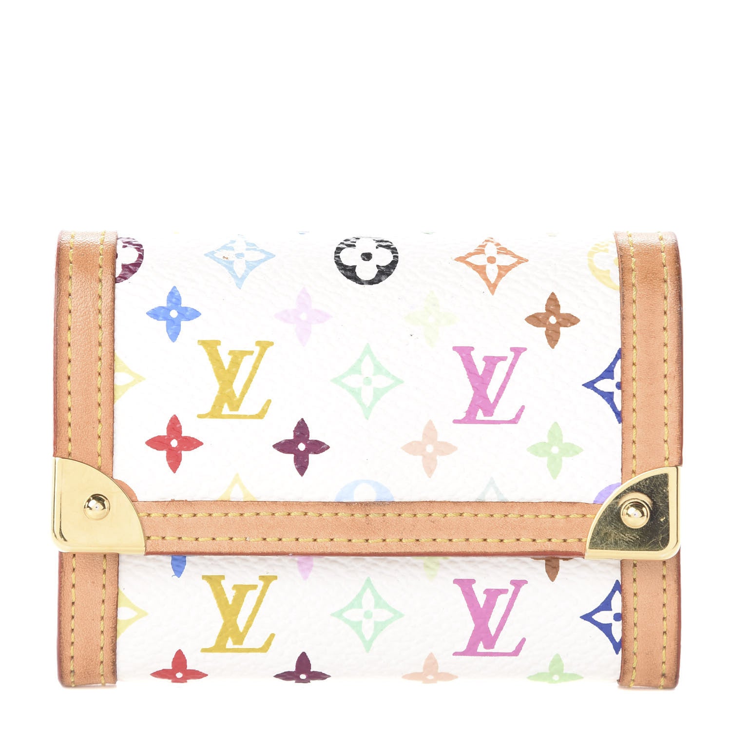 Louis Vuitton Monogram Multicolor Porte-Monnaie Plat Coin Purse White 1 of 10