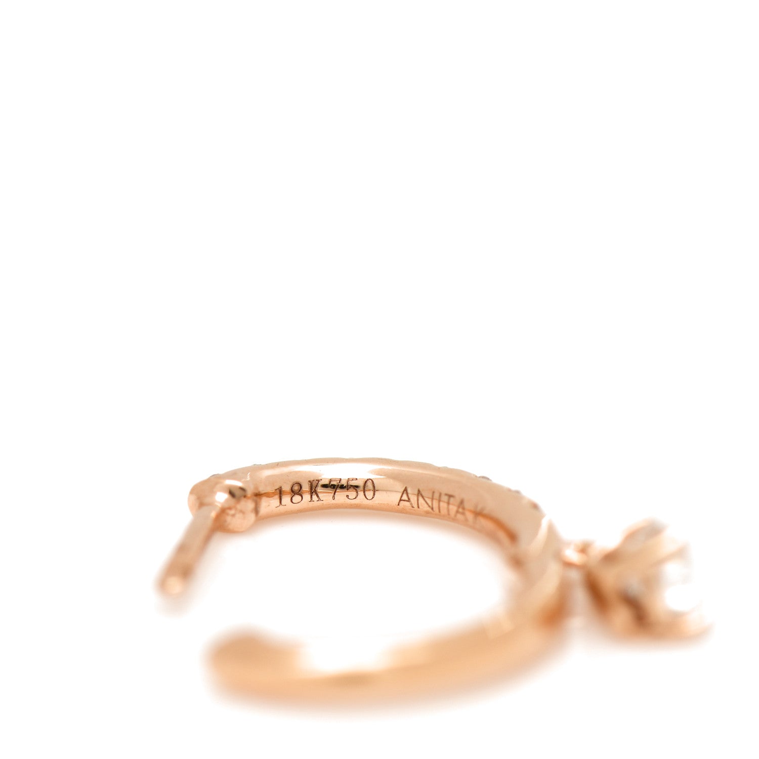 Anita Ko 18K Rose Gold Diamond Pear Drop Huggie Earrings 4 of 5