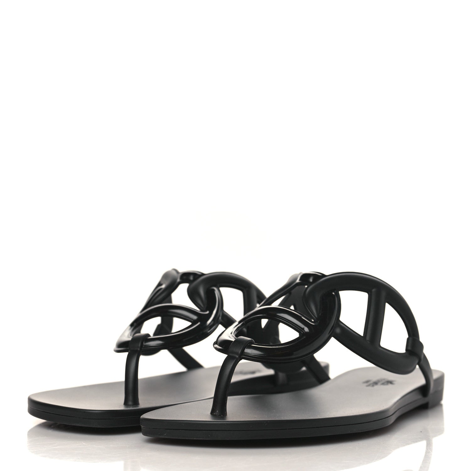 Hermes Rubber Womens Egerie Sandals 38 Black 3 of 8