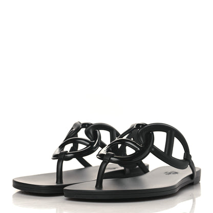 Hermes Rubber Womens Egerie Sandals 38 Black 3 of 8