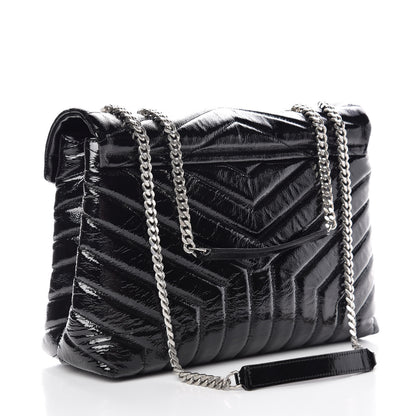 Saint Laurent Patent Y Quilted Monogram Medium Loulou Chain Satchel Black 3 of 11