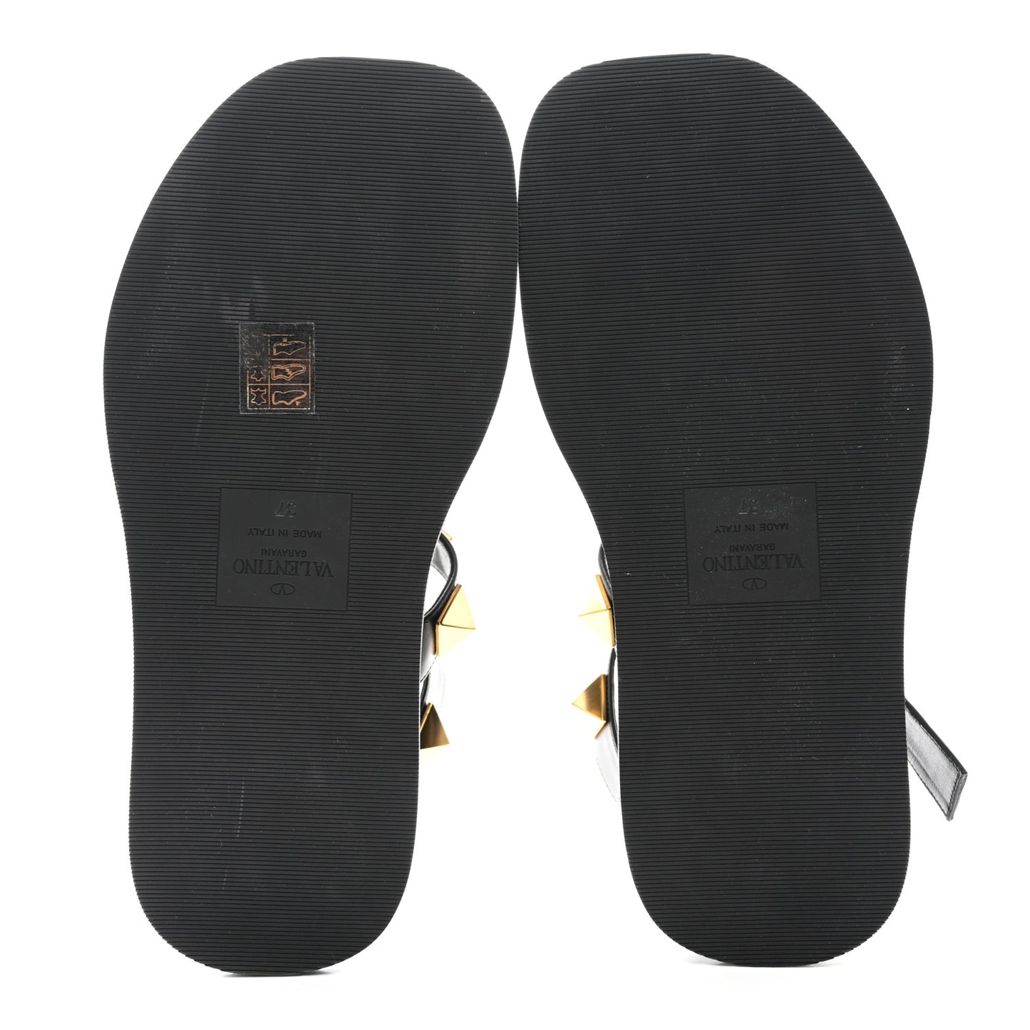 Calfskin Roman Stud Ankle Strap 40mm Flatform Sandals 37 Black