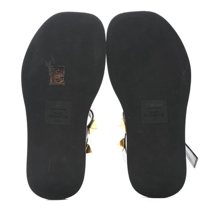 Valentino Garavani Calfskin Roman Stud Ankle Strap 40mm Flatform Sandals 37 Black 5 of 8