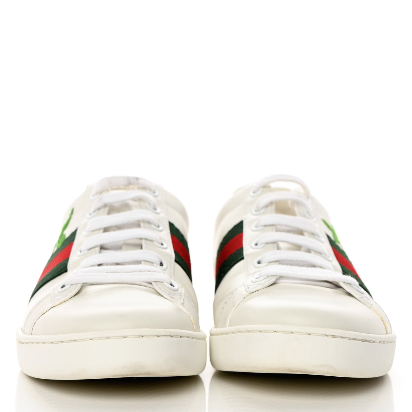 Calfskin Web Cherry Embroidered Womens Ace Sneakers 37 White
