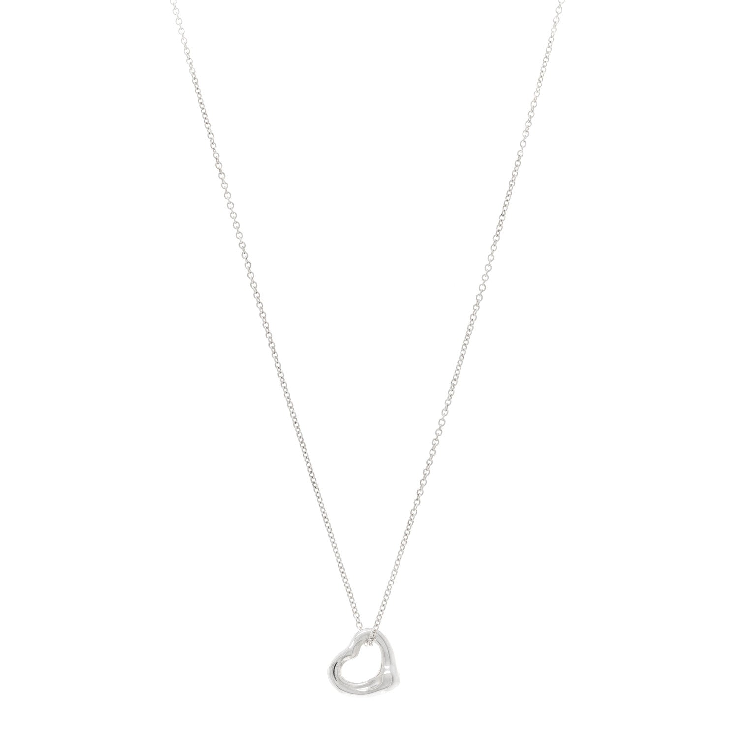 Tiffany Sterling Silver 11mm Elsa Peretti Open Heart Pendant Necklace 1 of 4