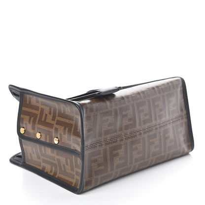 Fendi Glazed Fabric Vitello Century FF 1974 Stamp Patch Mini Peekaboo Defender Cover Mogano Panna Black 4 of 8