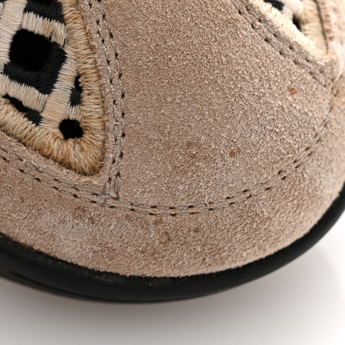 Suede Calfskin Embroidered CC Sneakers 36 Beige Black