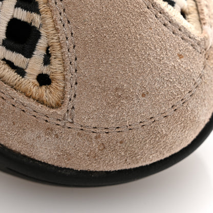 Chanel Suede Calfskin Embroidered CC Sneakers 36 Beige Black 10 of 11