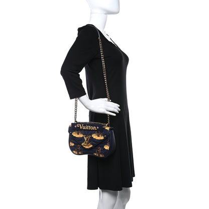 Louis Vuitton Calfskin Leopard Print New Wave Chain MM Navy 2 of 10