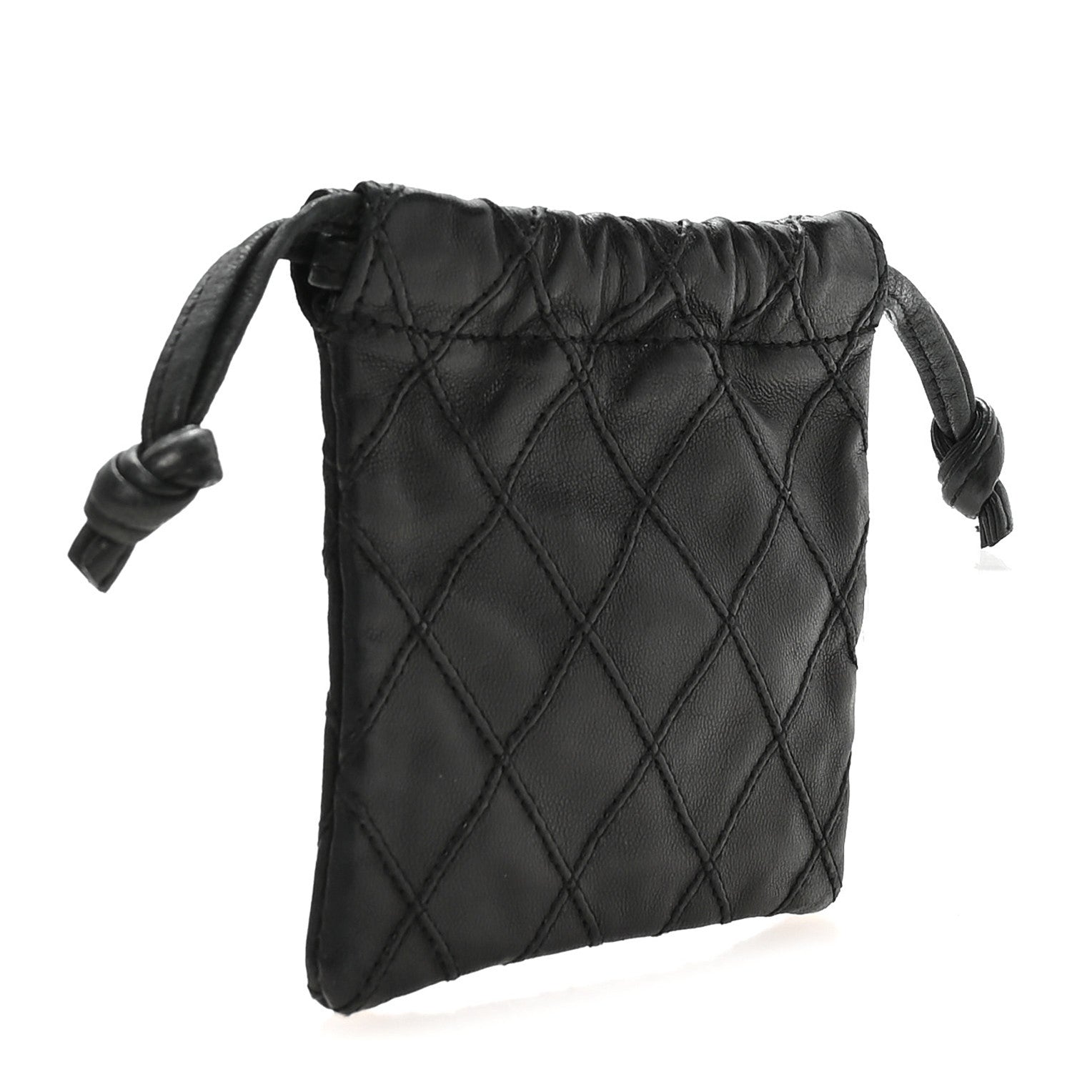 Chanel Calfskin Quilted Drawstring Pouch Black 3 of 8