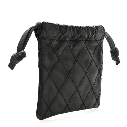 Chanel Calfskin Quilted Drawstring Pouch Black 3 of 8