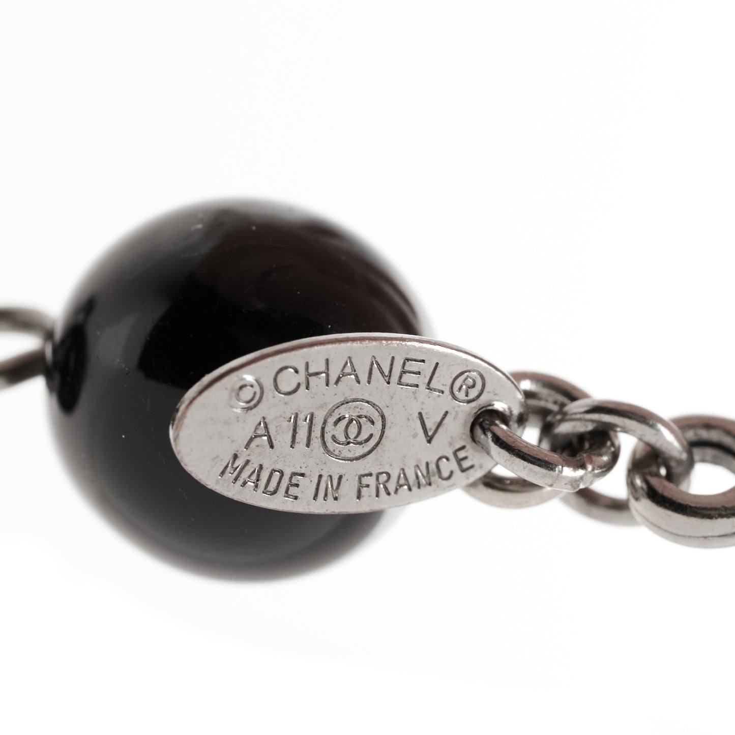 Ruthenium Bead CC Bracelet Black