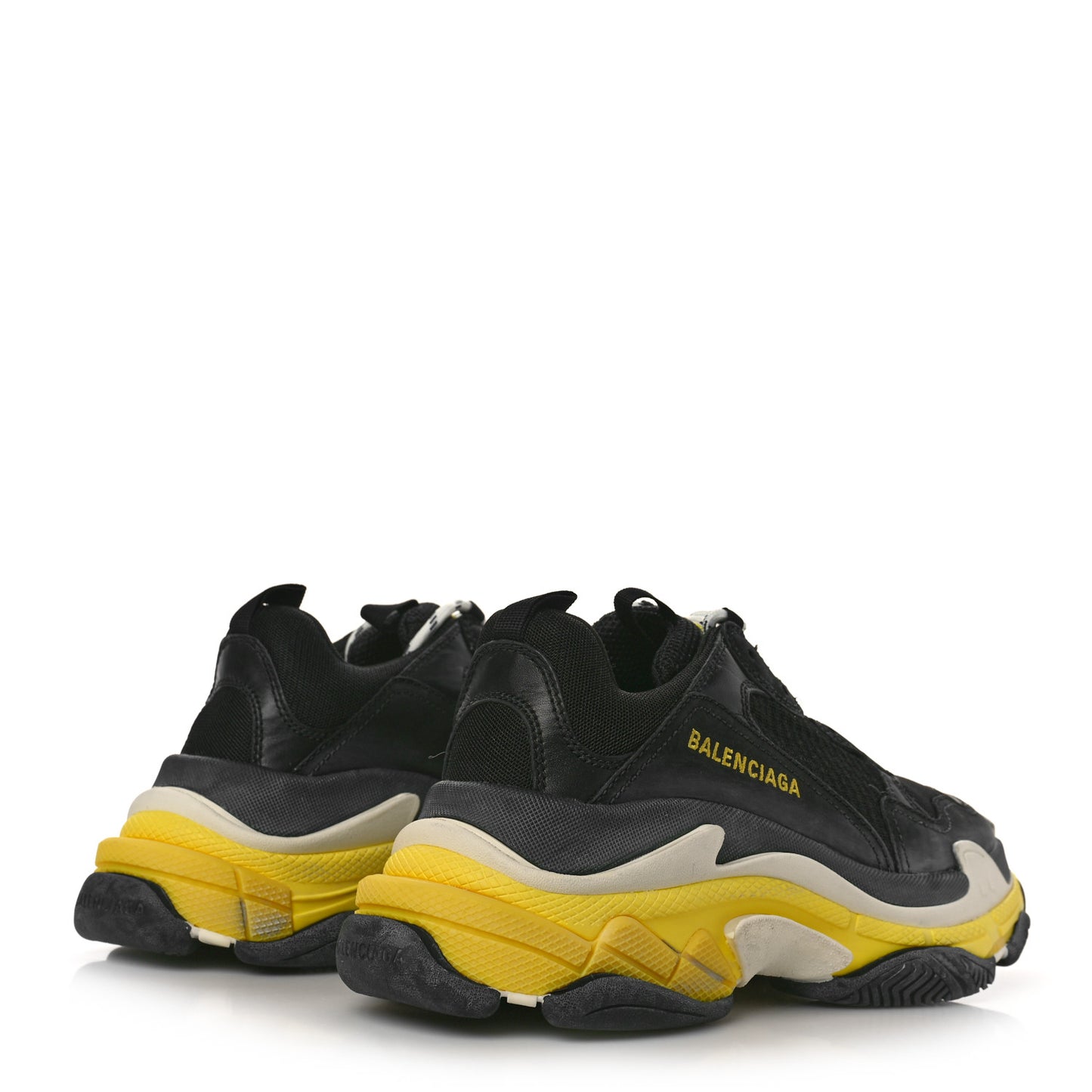 Fabric Mesh Mens Triple S Sneakers 40 Black Yellow