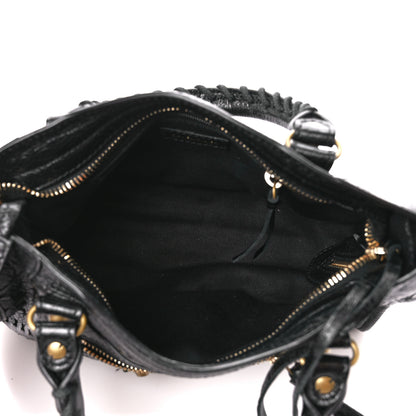 Balenciaga Agneau Stadio Laser Cut Cross Classic Gold Hardware Mini City Black 5 of 11