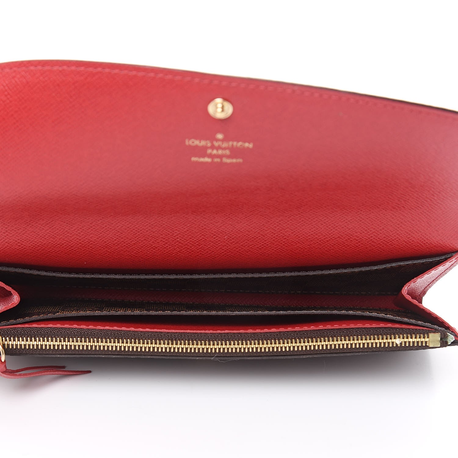 Louis Vuitton Damier Ebene Emilie Wallet Red 5 of 7