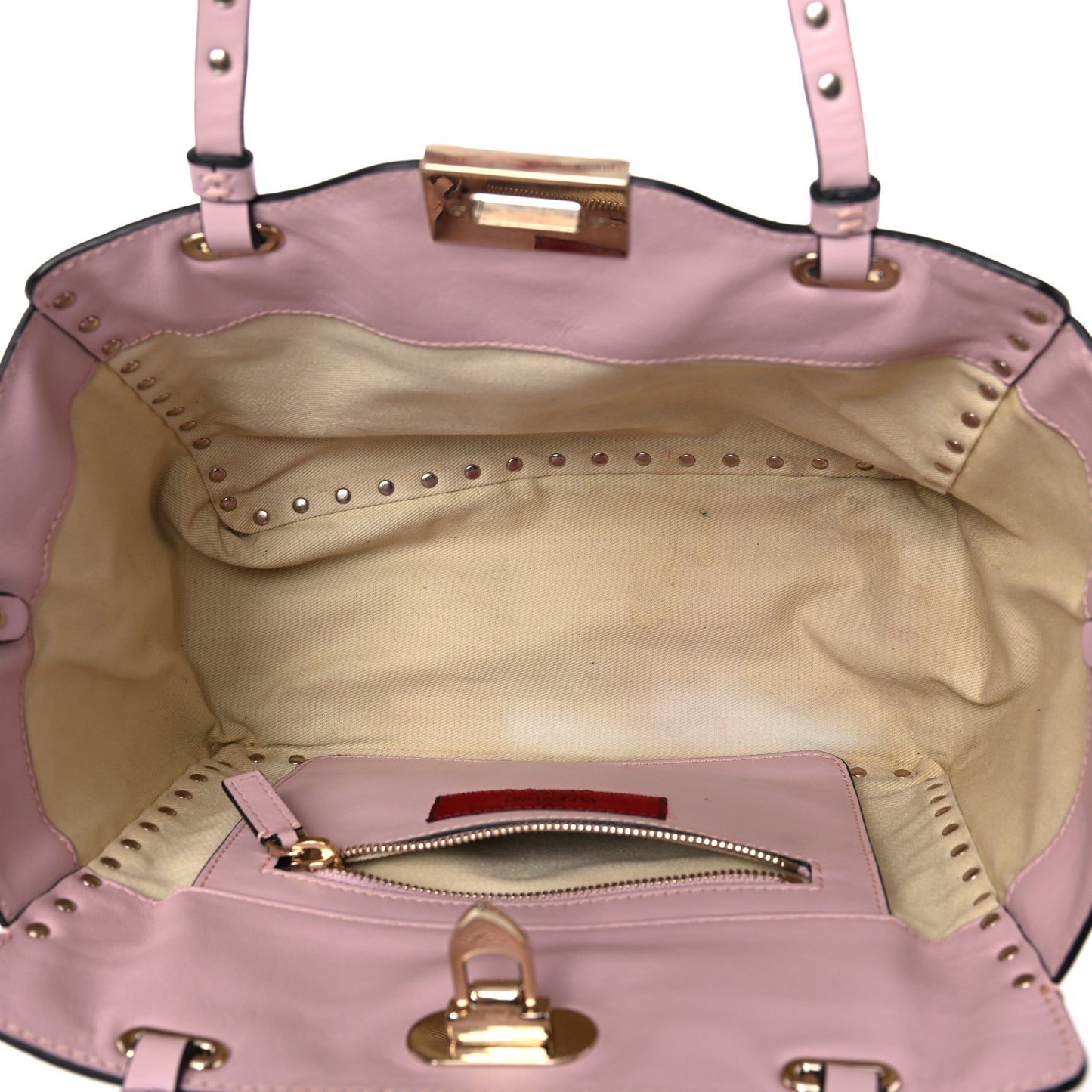 Vitello Small Rockstud Tote Water Rose
