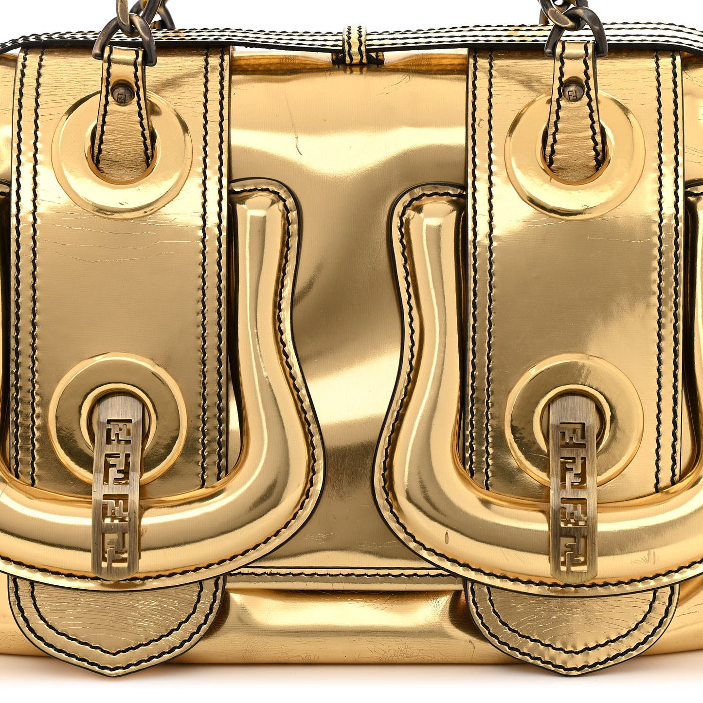 Patent Calfskin B Bag Gold