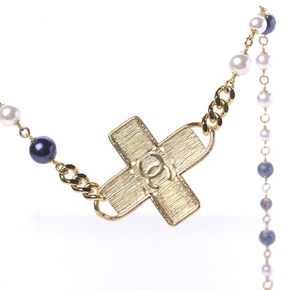 Chanel Resin Gripoix Poured Glass Pearl Necklace Gold Multicolor 7 of 9