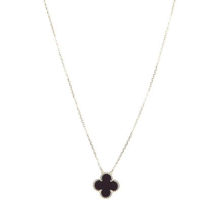 Van Cleef & Arpels 18K Yellow Gold Black Onyx Vintage Alhambra Pendant Necklace 1 of 7
