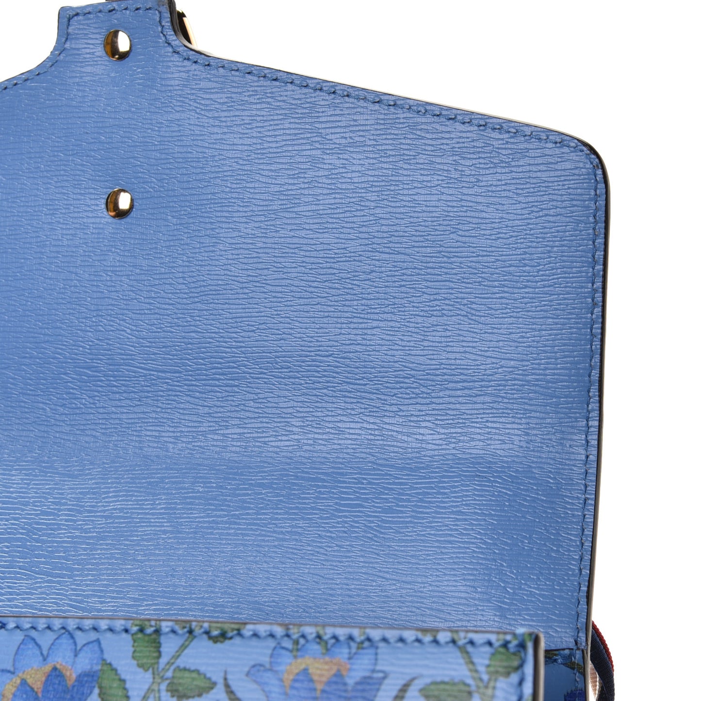 Shangai Calfskin Web New Flora Small Sylvie Shoulder Bag Azure