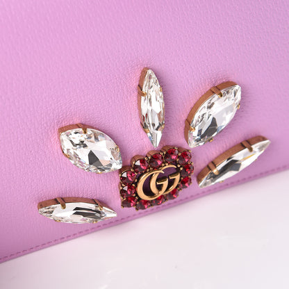 Gucci Calfskin Marquise Crystals Mini GG Chain Wallet Malva 7 of 11