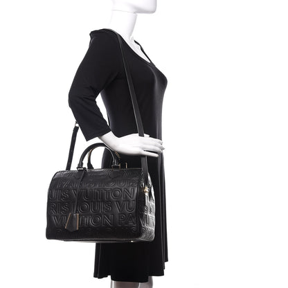 Louis Vuitton Calfskin Embossed Speedy Cube 30 Black 2 of 10