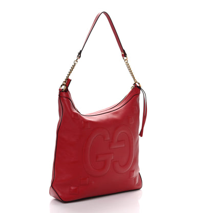 Gucci Apollo Calfskin GG Dadini Embroidered Chain Hobo Hibiscus Red 3 of 10