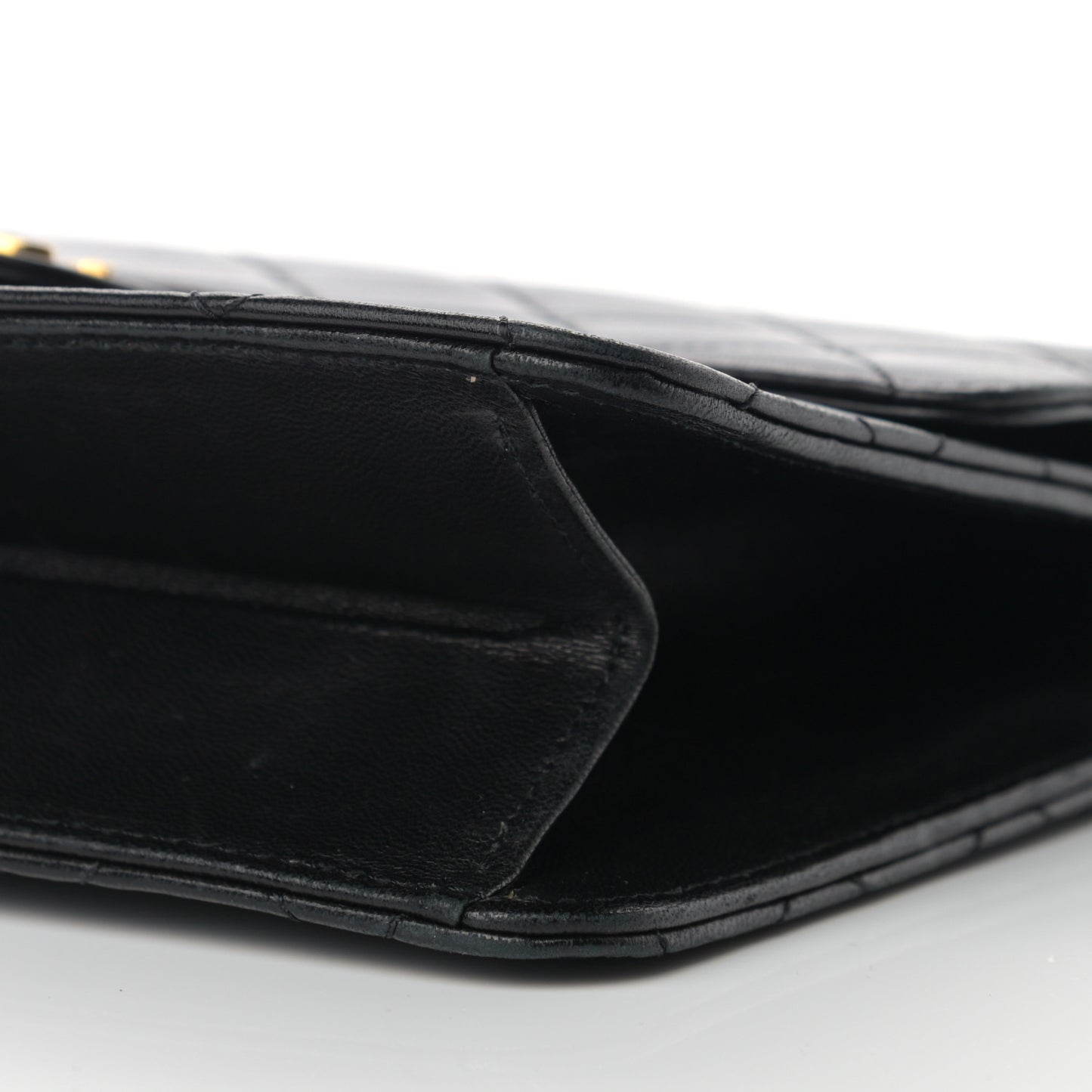 Lambskin Quilted Small Single Flap Black