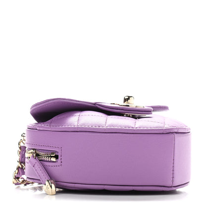 Chanel Lambskin Quilted CC In Love Heart Clutch With Chain Purple 10 of 10