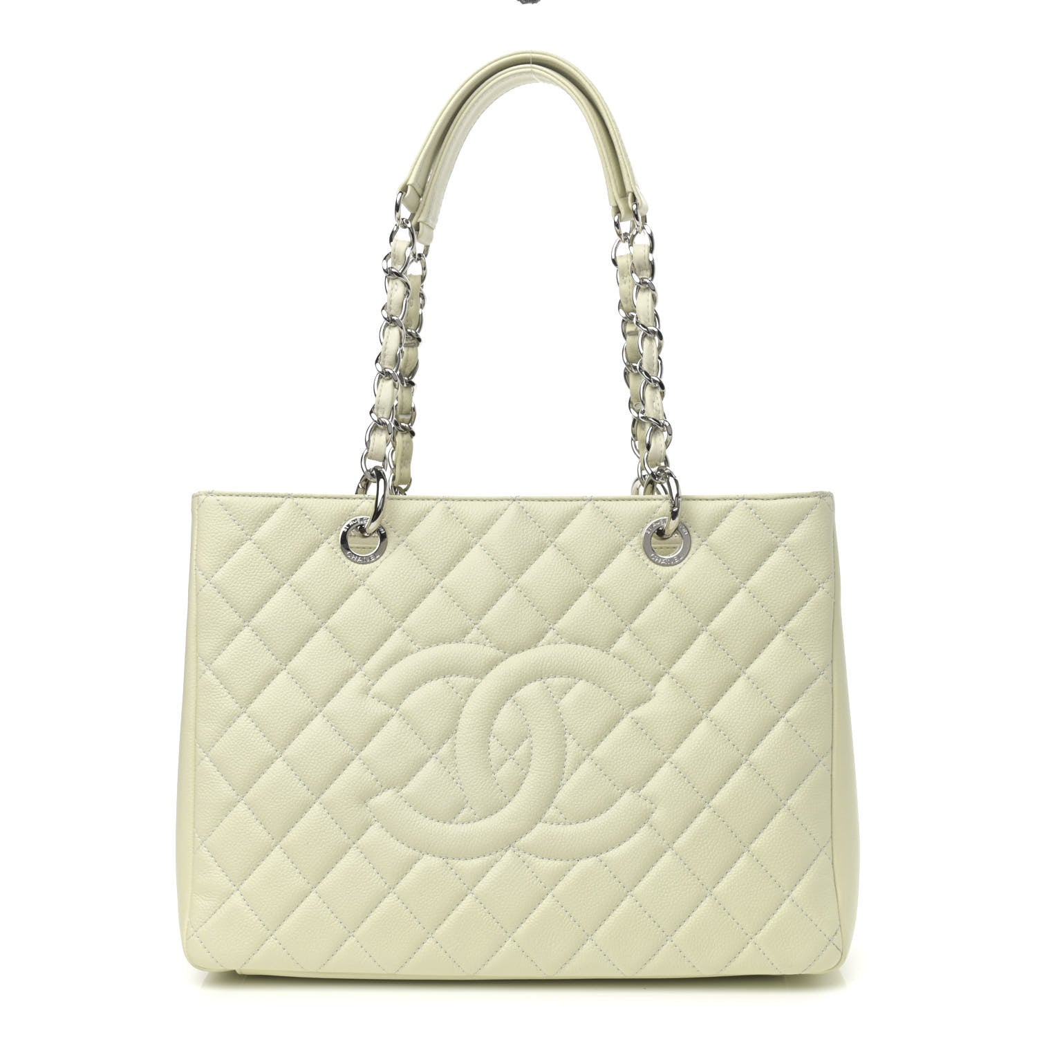 Chanel Caviar Quilted Grand Shopping Tote GST Light Green 1 of 9