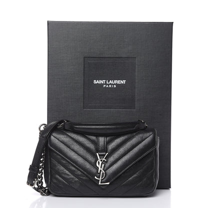 Saint Laurent Sheepskin Matelasse Chevron Monogram College Chain Wallet Black 18 of 18