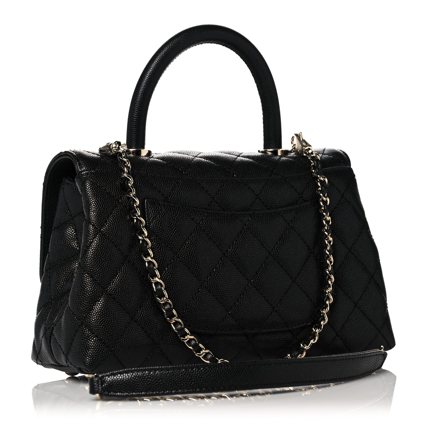 Caviar Quilted Mini Coco Handle Flap Black