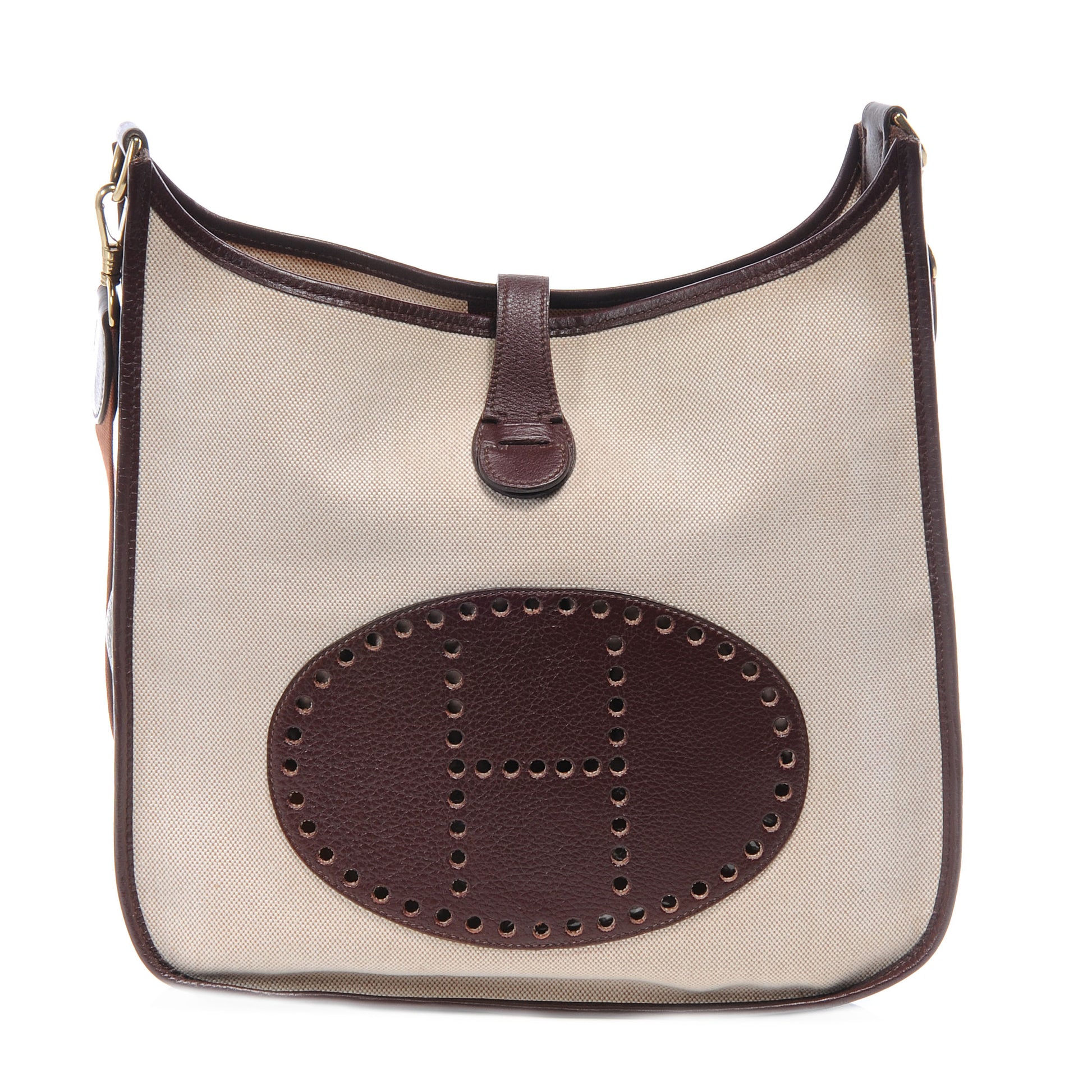 Hermes Toile Ardennes Evelyne GM Ecru Chocolate 1 of 7