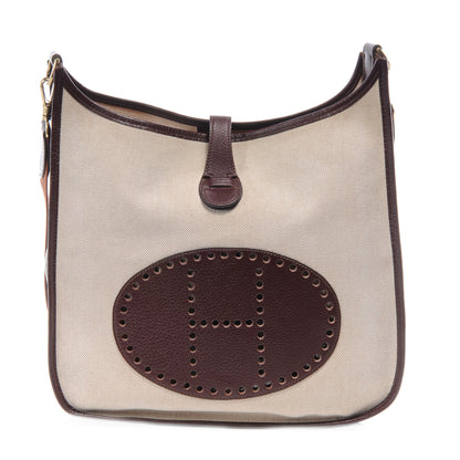 Hermes Toile Ardennes Evelyne GM Ecru Chocolate 1 of 7